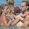 Ivan Rakitic et sa femme Raquel Mauri avec leur fille Althea (1 an) en vacances à Ibiza le 4 juillet 2014.