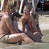 Ivan Rakitic et sa femme Raquel Mauri avec leur fille Althea (1 an) en vacances à Ibiza le 4 juillet 2014.