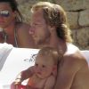 Ivan Rakitic et sa femme Raquel Mauri avec leur fille Althea (1 an) en vacances à Ibiza le 4 juillet 2014.