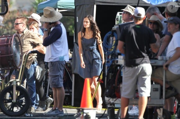 Jordana Brewster avec le frère de Paul Walker, Cody, sur le tournage de Fast & Furious 7 à Los Angeles, le 4 juin 2014