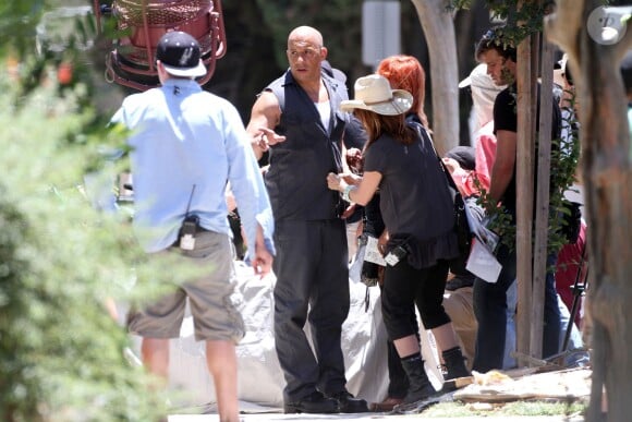 Vin Diesel sur le tournage de Fast & Furious 7 à Los Angeles, le 4 juin 2014