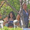 Jordana Brewster avec Vin Diesel sur le tournage de Fast & Furious 7 à Los Angeles, le 2 juin 2014