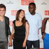 Clément Moreau, Karole Rocher, son compagnon Thomas Ngijol et Olivia Biffot lors de l'avant-première du film "Fastlife" au cinéma Gaumont Capucines Opéra à Paris, le 15 juillet 2014.