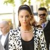 La chanteuse Tulisa Contostavlos, accusée de trafic de cocaïne, le 16 juillet 2014 à son arrivée au tribunal de Southwark à Londres.