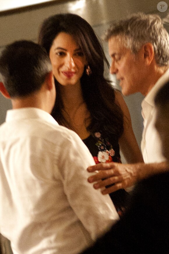 George Clooney et Amal Alamuddin à Cernobbio, le 17 juillet 2014.
