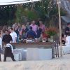 Vue générale de la réception organisée avant le mariage d'Adam Levine et Behati Prinsloo en présence de leur famille et des leurs amis sur la plage du El Dorado Golf & Beach Club à Los Cabos, le 18 juillet 2014, la veille de leur mariage.