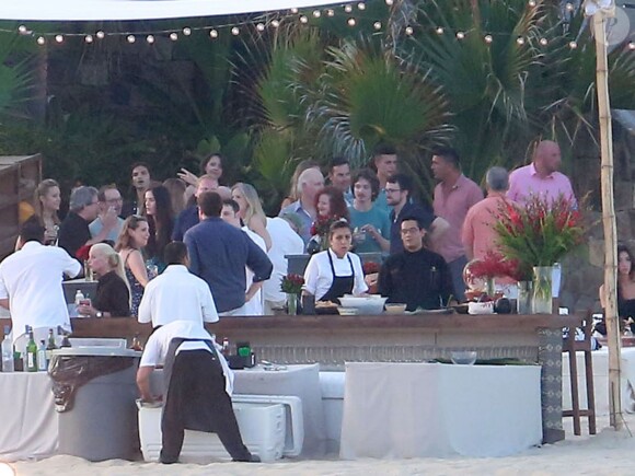 Vue générale de la réception organisée avant le mariage d'Adam Levine et Behati Prinsloo en présence de leur famille et des leurs amis sur la plage du El Dorado Golf & Beach Club à Los Cabos, le 18 juillet 2014, la veille de leur mariage.