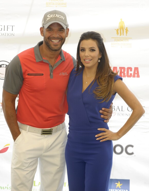 Amaury Nolasco et Eva Longoria participent au tournoi de golf de charité Global Gift à Marbella, le samedi 19 juillet 2014.