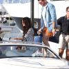 Cara Delevingne, Selena Gomez et Tommy Chiabra sont accueillis par le milliardaire Alshaire Fiyaz sur son nouveau yacht, le Ecstasea, à Saint-Tropez, le 21 juillet 2014.