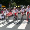 Exclusif - Henri Sannier, Dany Boon, Jean Réveillon sur la 20e étape du Tour de France lors de l'Etape du Coeur pour le compte de l'association Mécénat Chirurgie Cardiaque à Périgueux le 26 juillet 2014.