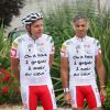 Exclusif - Patrick Poivre d'Arvor, Paul Belmondo sur la 20e étape du Tour de France lors de l'Etape du Coeur pour le compte de l'association Mécénat Chirurgie Cardiaque à Périgueux le 26 juillet 2014.