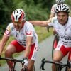 Exclusif - Christian Morin, Richard Virenque sur la 20e étape du Tour de France lors de l'Etape du Coeur pour le compte de l'association Mécénat Chirurgie Cardiaque à Périgueux le 26 juillet 2014.