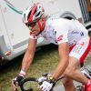 Exclusif - Paul Belmondo sur la 20e étape du Tour de France lors de l'Etape du Coeur pour le compte de l'association Mécénat Chirurgie Cardiaque à Périgueux le 26 juillet 2014.