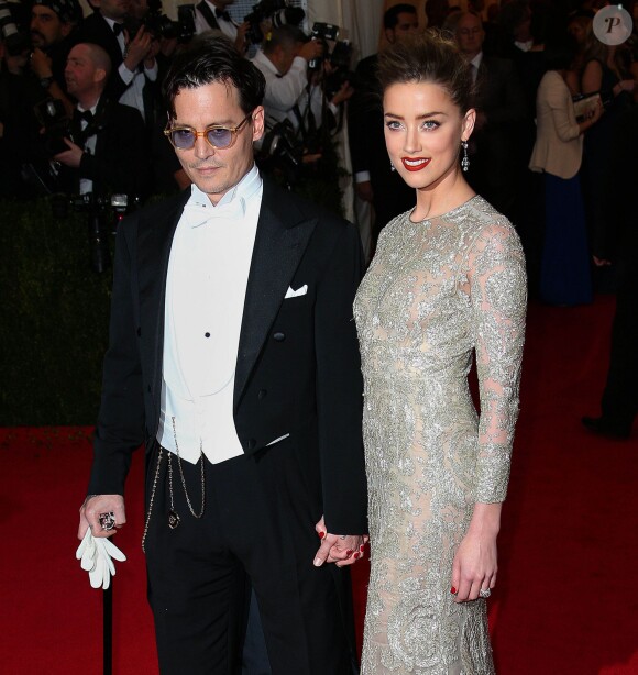 Johnny Depp et sa fiancée Amber Heard - Soirée du Met Ball / Costume Institute Gala 2014