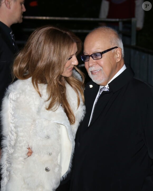 La chanteuse Céline Dion et son mari René Angélil arrivent à l'enregistrement de l'émission "Vivement dimanche" au studio Gabriel à Paris le 13 novembre 2013.
