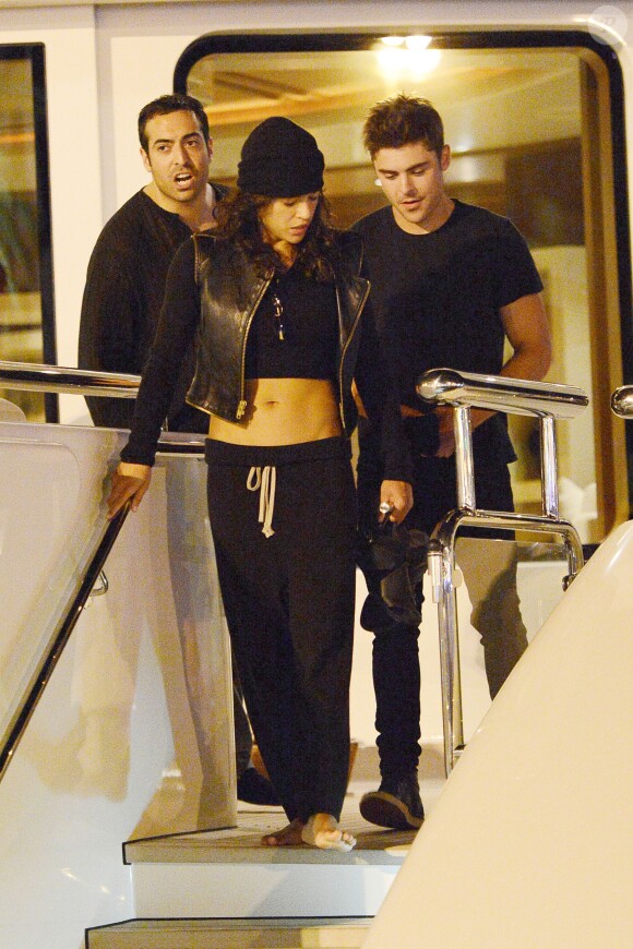 Zac Efron et Michelle Rodriguez après une fête sur le yacht de Justin Bieber à Ibiza, le 31 juillet 2014.