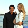 Adriana Karembeu et son époux Aram Ohanian - Adriana est l'invitée d'honneur de la soirée caritative pour soutenir les associations RMC/BFM et Rayon de Soleil de Cannes, à l'occasion des 10 ans de la Plage Z du Grand Hyatt Hotel Martinez à Cannes le 27 juin 2014.