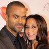 Tony Parker et sa fiancée Axelle Francine lors du 8eme gala de charité "Par Coeur" pour l'association "Make a Wish" à l'abbaye Paul Bocuse à Collonges, le 26 septembre 2013.