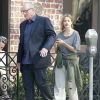 Sofia Vergara et Ed O'Neill sur le tournage de la série "Modern Family" à Beverly Hills, le 7 août 2014.