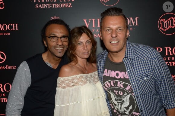 Exclusif - Manu Katché et sa femme avec Jean-Roch à la soirée VIP Room à Saint-Tropez le 5 août 2014.