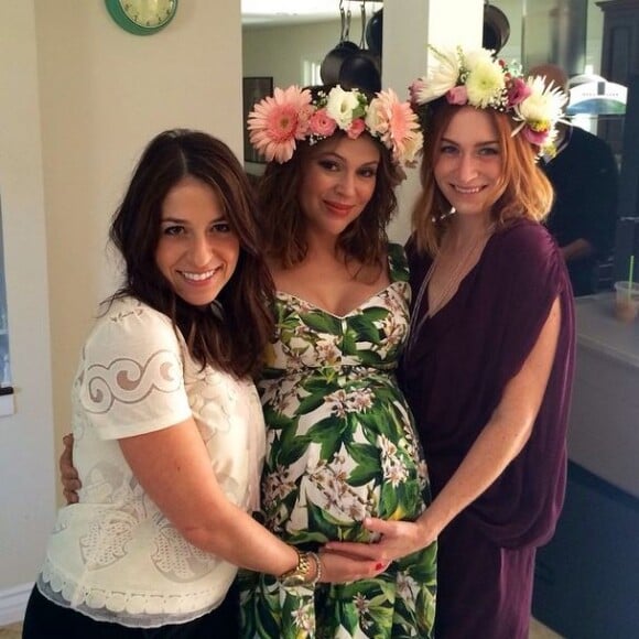 L'actrice Alyssa Milano a fêté sa deuxième baby shower entourée de ses amies, le 10 août 2014.