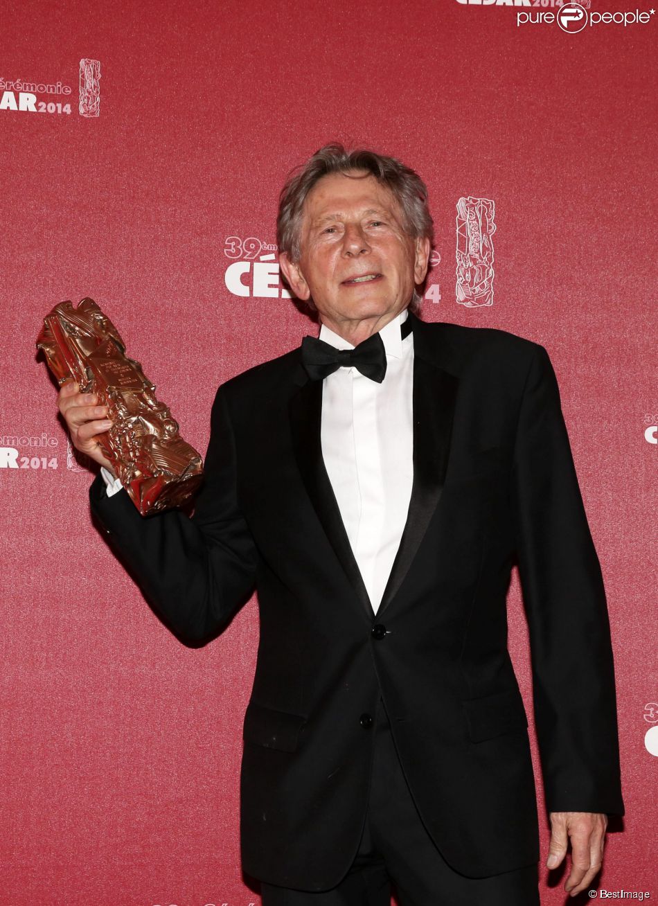 Roman Polanski et son César du meilleur réalisateur pour le film &quot;La Vénus à la fourrure&quot; - 39e cérémonie des César au théâtre du Châtelet à Paris le 28 février 2014.