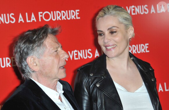 Roman Polanski et Emmanuelle Seigner en couple lors de la première du film La Vénus à la fourrure à Paris le 4 novembre 2013.