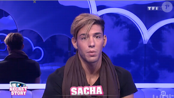 Sacha dans la quotidienne de Secret Story 8, sur TF1, le mercredi 13 août 2014
