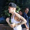 Justin Bieber fait du jogging à Los Angeles, le 8 août 2014.