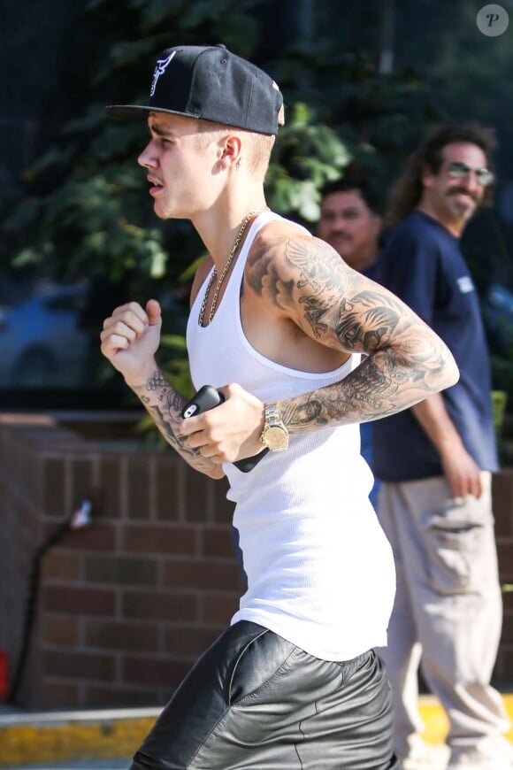 Justin Bieber fait du jogging à Los Angeles, le 8 août 2014.