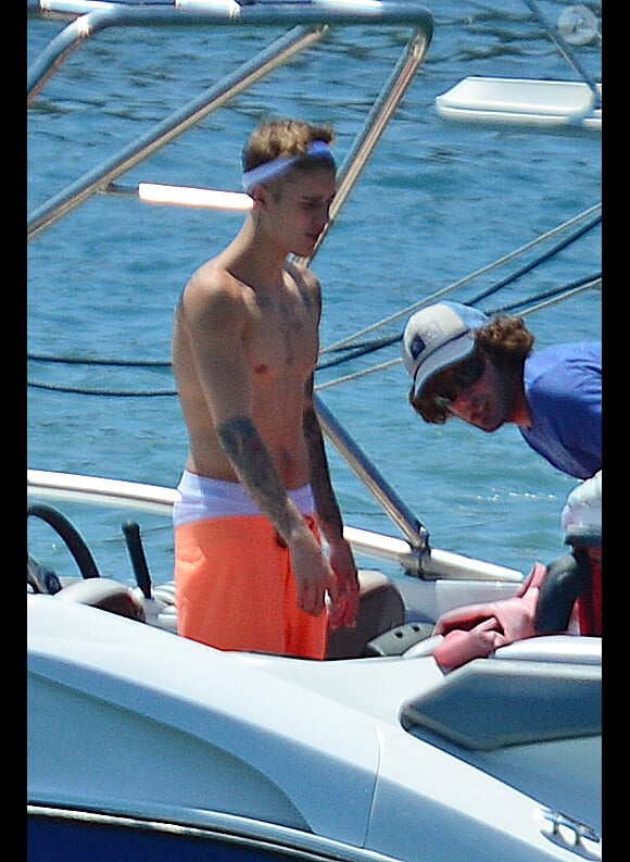 Justin Bieber lors de ses vacances à Ibiza, le 3 août 2014.
