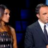 Nikos Aliagas et Karine Ferri au Zénith de Paris pour la soirée spéciale consacrée à Grégory Lemarchal, diffusée le samedi 16 août à 20h55 sur TF1.