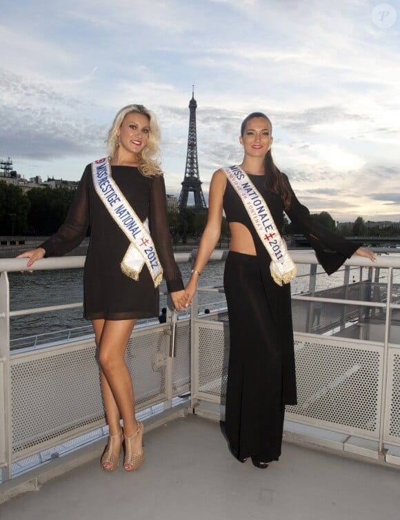 Exclusif - Geneviève de Fontenay fêtait ses 80 ans à Paris le 29 août 2012. Elle était accompagnée de Christelle Roca, Miss Nationale 2012 et Barbara Morel, Miss Nationale 2011.