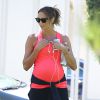 Exclusif - Stacy Keibler enceinte fait du jogging dans un parc à Los Angeles, le 19 juin 2014.