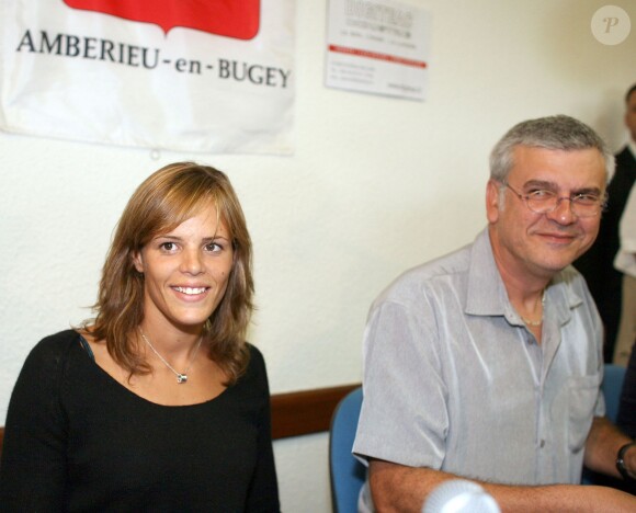 Laure Manaudou et son père Jean-Luc à Amberieu-en-Bugey, le 28 août 2007