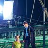 Rebecca Ferguson et Tom Cruise sur le tournage du film "Mission Impossible 5" à l'opéra à Vienne, le 23 août 2014.
