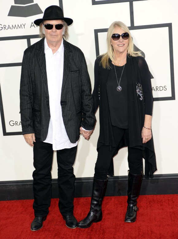 Neil Young et sa femme Pegi lors de la 56e cérémonie des Grammy Awards a Los Angeles, le 26 janvier 2014. 
