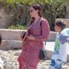 Liv Tyler en vacances avec son compagnon Dave Gardner et son fils Milo à Formentera, le 26 août 2014.