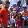 Benoît Paire lors du second tour de l'US Open, devant sa compagne Pauline, le 28 août 2014 à New York