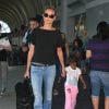 Heidi Klum et ses enfants Leni, Lou et Johan arrivent à l'aéroport de Los Angeles  New York, le 28 août 2014.