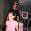 Heidi Klum et ses enfants Leni, Lou et Johan arrivent à l'aéroport de Los Angeles en provenance de New York, le 28 août 2014. 