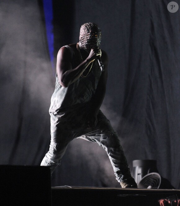 Kanye West sur scène lors du festival Budweiser Made In America Festival. Los Angeles, le 31 août 2014.