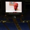 Le pape François - Match de football interreligieux pour la paix à l'initiative du pape François à Rome en Italie le 1er septembre 2014.