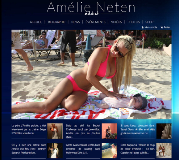 Amélie Neten (Secret Story 4 et les Anges 6) et son adorable fils Hugo. Août 2014. La jolie blonde lance son fan club officiel.