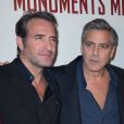Jean Dujardin et George Clooney - Première du film "Monuments Men" à l'UGC Normandie à Paris le 12 février 2014.