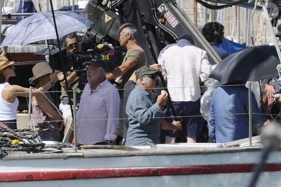 Exclusif - François Berléand et Gérard Jugnot - Tournage du film "Entre amis" sur le Vieux Port de Marseille, le 22 juillet 2014.
