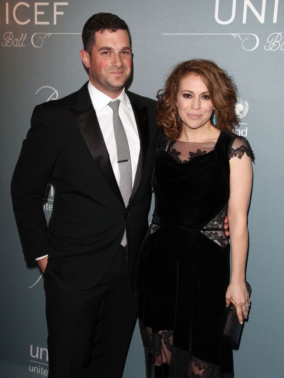 Alyssa Milano et son mari David Bugliari lors de la soirée "2014 Unicef Ball" à Beverly Hills, le 14 janvier 2014.
