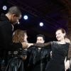 Valérie Trierweiler, reine du bal avec Brahim Zaibat lors du Noël de l'Elysée, le 18 décembre 2013.