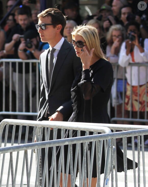 Ivanka Trump et son mari Jared Kushner - Obsèques de Joan Rivers au Temple Emanu-El à New York, le 7 septembre 2014.