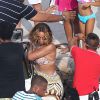 Beyoncé, Jay Z et Tina Knowles, en vacances aux îles de Lerins, retournent à bord de leur yacht. Cannes, le 8 septembre 2014.